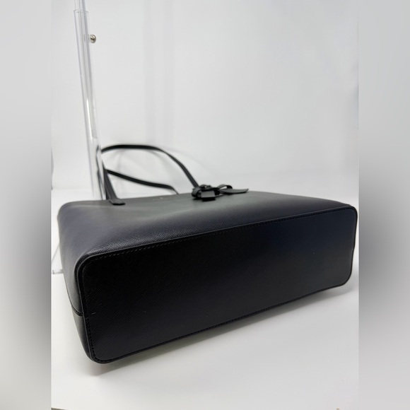 Kate Spade Black Leather Canvas Tote NWOT - Picture 6 of 7